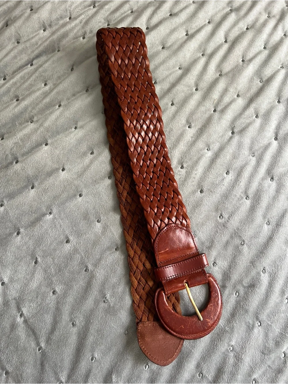 Vintage Boho Woven Brown Leather Belt Western Rustic Artisan